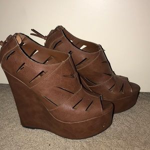 brown summer wedges
